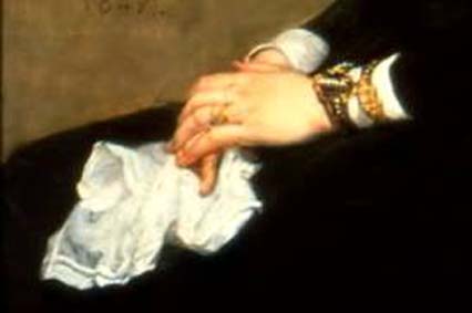 Thomas Couture,
portrait de la baronne d'Astier de la Vigerie
(dtail des mains), 184..
Huile sur toile.
Senlis, Muse d'Art et d'Archologie.