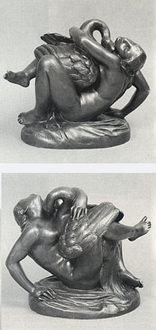 Jean-Jacque Feuchre
(ou James Pradier?),
Lda et le cygne.
Bronze, H. 18, L. 22,5, P. 12,5 cm.
Coll. particulire.