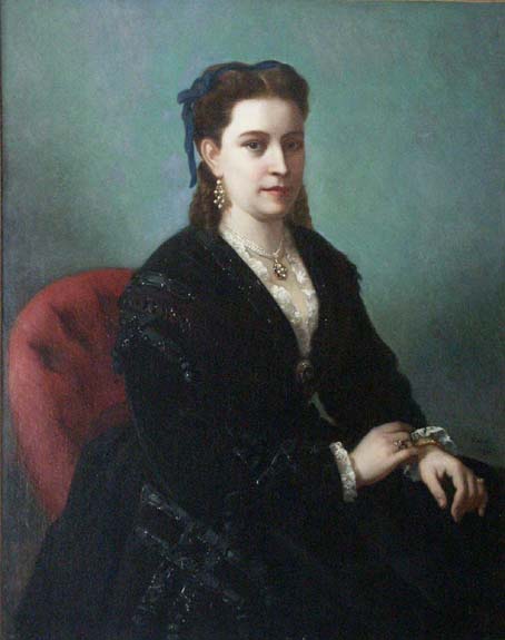 J.-B. Fouque,
portrait de Mme ???, 1867,
huile sur toile, H. 93 cm., L. 74 cm.,
coll. particulire.