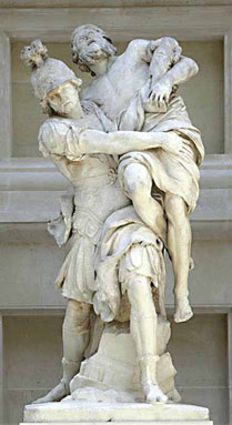 Pierre Le Pautre,
Énée portant son père Anchise (1716).
Groupe en marbre, H. 2,64 m. (état actuel).
Musée du Louvre.