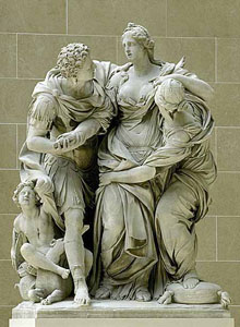 Pierre Le Pautre et J.-B. Théodon,
Arria et Poetus, ou
La mort de Lucrèce (1691).
Groupe en marbre, H. 2,65 m.
Musée du Louvre.