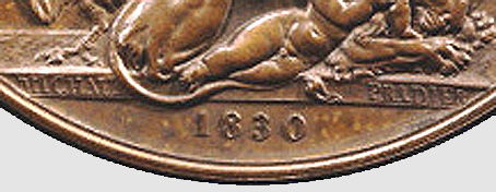 Auguste-François Michaut et James Pradier,
médaille Louis-Philippe (avers, détail), 1830.
Bibl. nationale de France, Richelieu,
Monnaies, médailles et antiques,
inv. DLA 1054 CM 911.