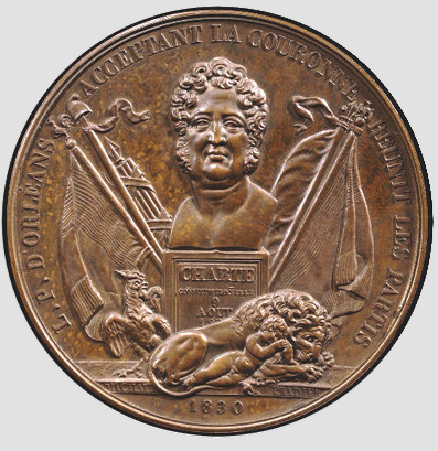 Auguste-François Michaut et James Pradier,
médaille Louis-Philippe (avers), 1830.
Bibl. nationale de France, Richelieu,
Monnaies, médailles et antiques,
inv. DLA 1054 CM 911.
